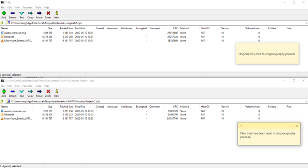 File sizes of carrier files vs original files