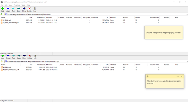 File sizes of carrier files vs original files